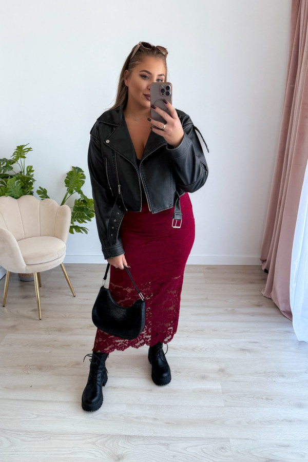 Spódnica koronkowa maxi Pamella - bordo 6