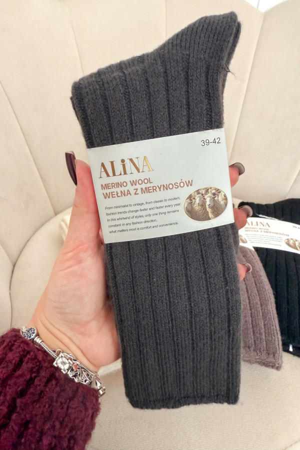 Skarpety w prążki wełna MERINO 5-pak 11