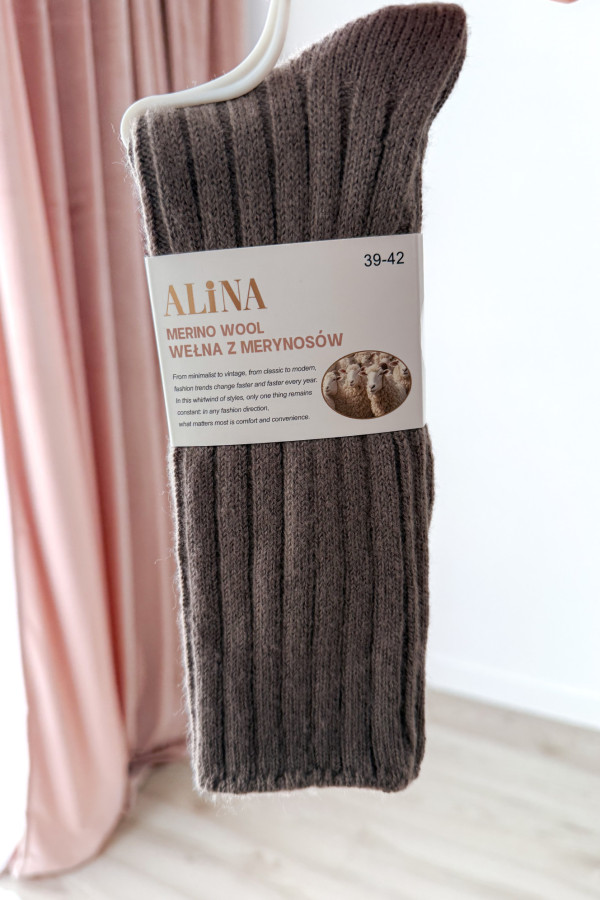 Skarpety w prążki wełna MERINO - fango