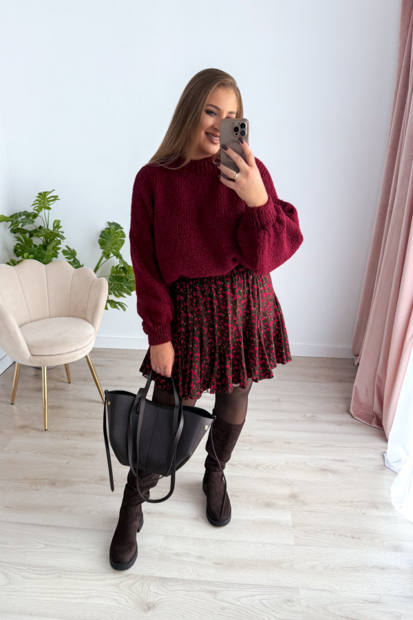 Sweter oversize z wełną i szerokimi rękawami Pippi - bordo 3