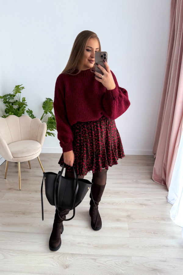Sweter oversize z wełną i szerokimi rękawami Pippi - bordo 4