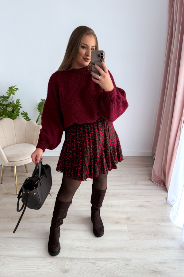 Sweter oversize z wełną i szerokimi rękawami Pippi - bordo 5