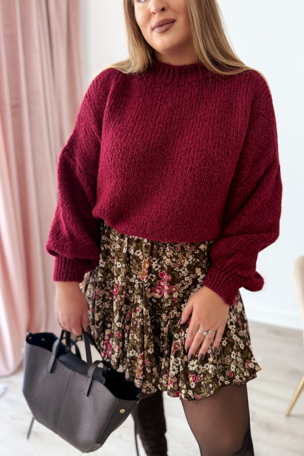 Sweter oversize z wełną i szerokimi rękawami Pippi - bordo 7