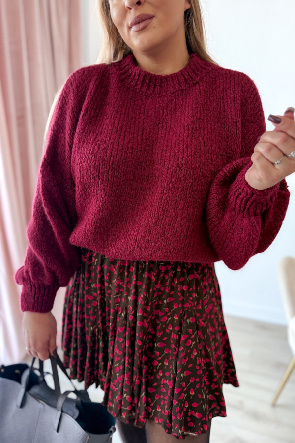 Sweter oversize z wełną i szerokimi rękawami Pippi - bordo 8