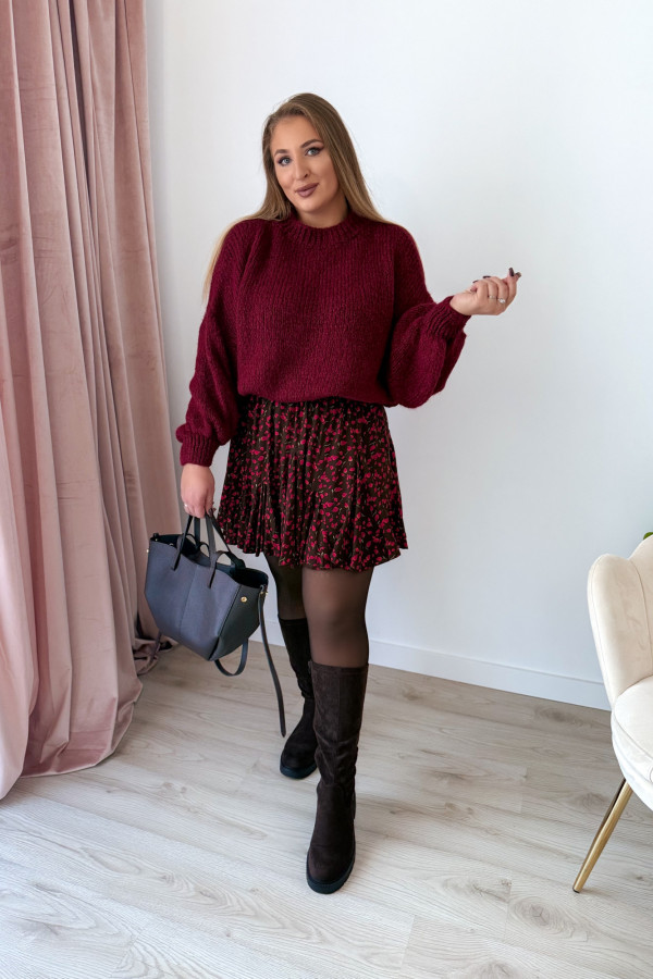 Sweter oversize z wełną i szerokimi rękawami Pippi - bordo 9