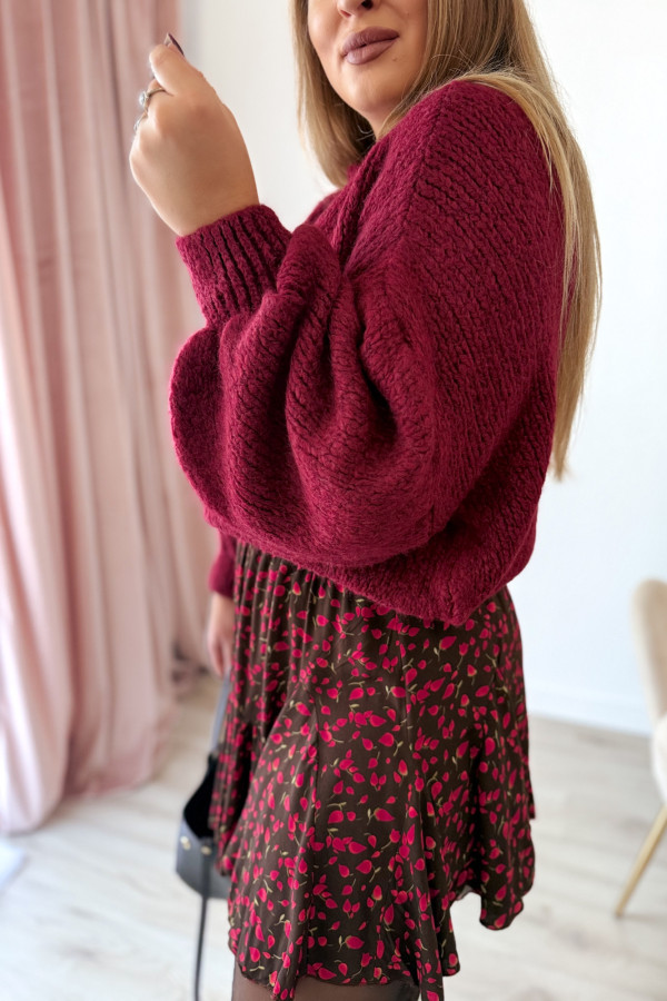 Sweter oversize z wełną i szerokimi rękawami Pippi - bordo 11