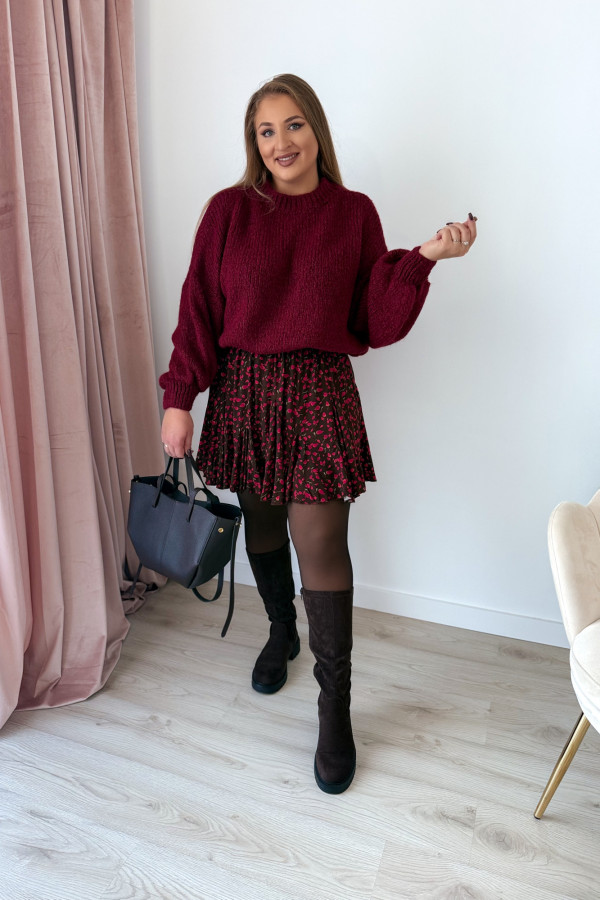 Sweter oversize z wełną i szerokimi rękawami Pippi - bordo 12
