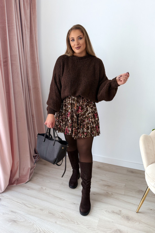 Sweter oversize z wełną i szerokimi rękawami Pippi - czekolada 4
