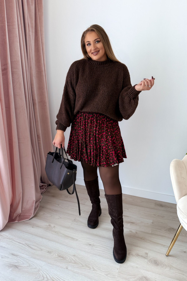 Sweter oversize z wełną i szerokimi rękawami Pippi - czekolada 6