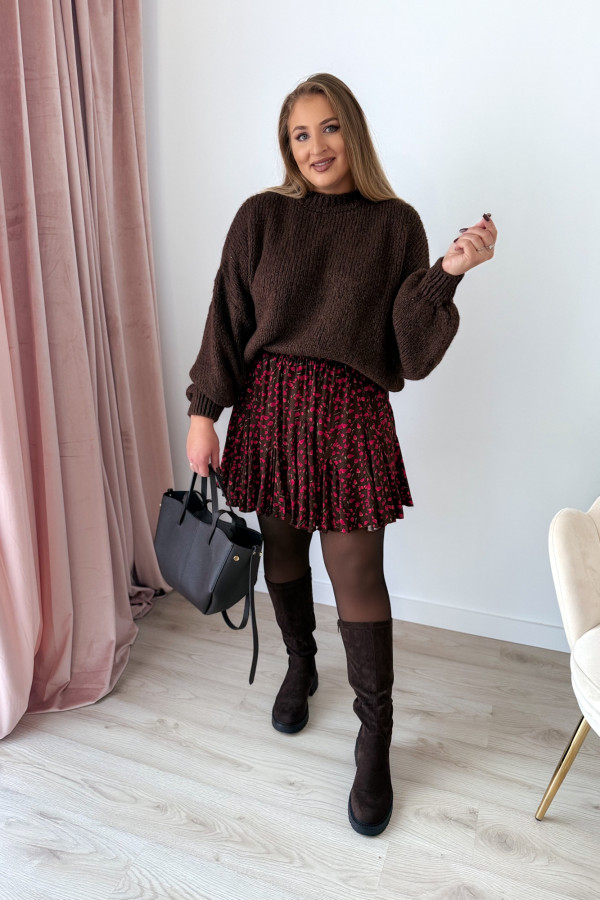 Sweter oversize z wełną i szerokimi rękawami Pippi - czekolada 7