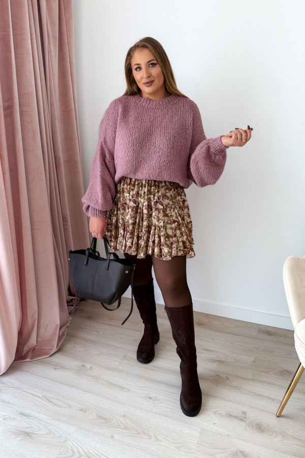 Sweter oversize z wełną i szerokimi rękawami Pippi - wrzos 1
