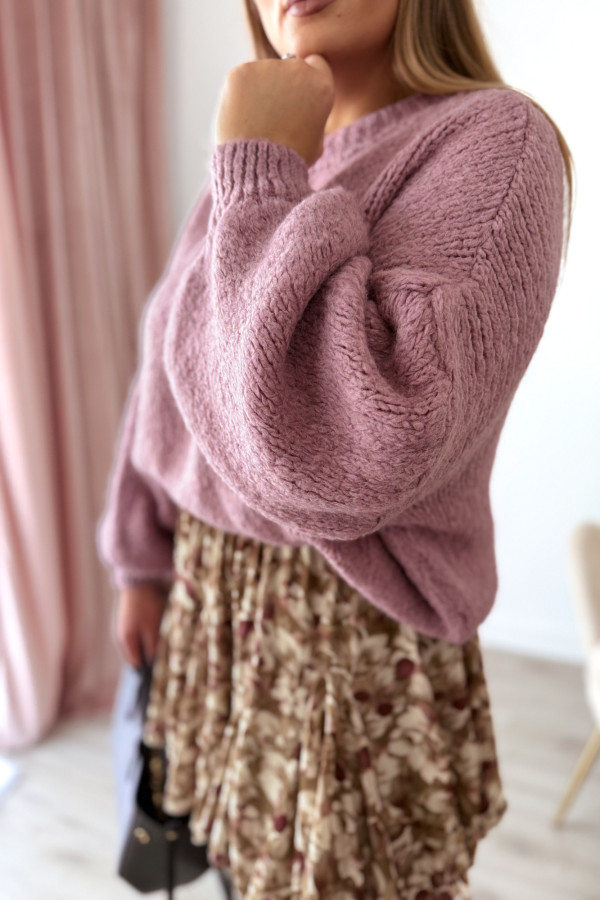 Sweter oversize z wełną i szerokimi rękawami Pippi - wrzos 2