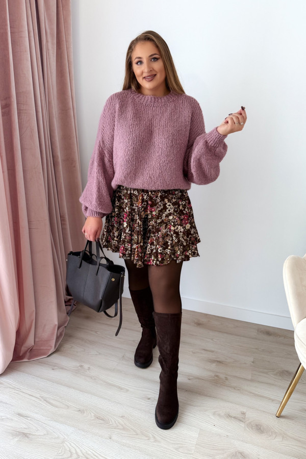 Sweter oversize z wełną i szerokimi rękawami Pippi - wrzos 6