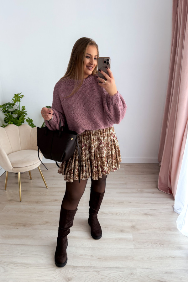 Sweter oversize z wełną i szerokimi rękawami Pippi - wrzos 7