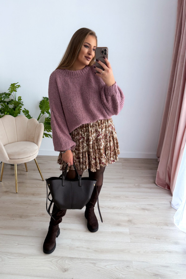 Sweter oversize z wełną i szerokimi rękawami Pippi - wrzos 8