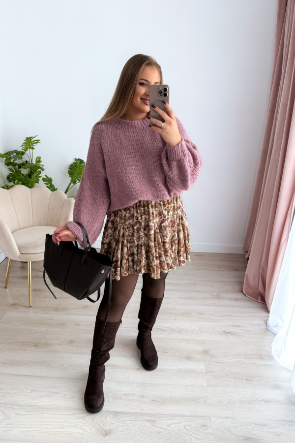 Sweter oversize z wełną i szerokimi rękawami Pippi - wrzos 9