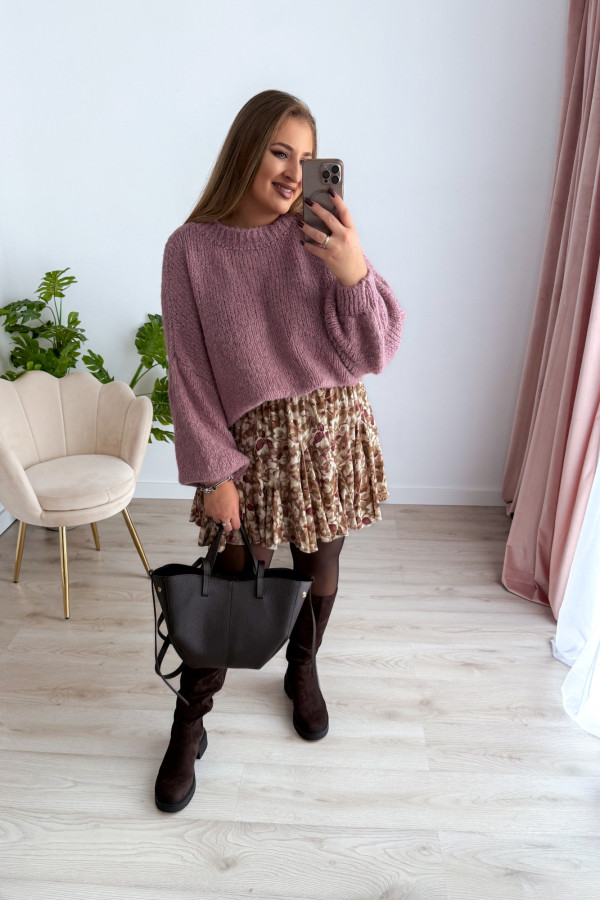 Sweter oversize z wełną i szerokimi rękawami Pippi - wrzos 10