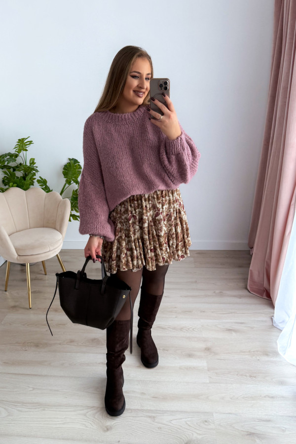 Sweter oversize z wełną i szerokimi rękawami Pippi - wrzos 11