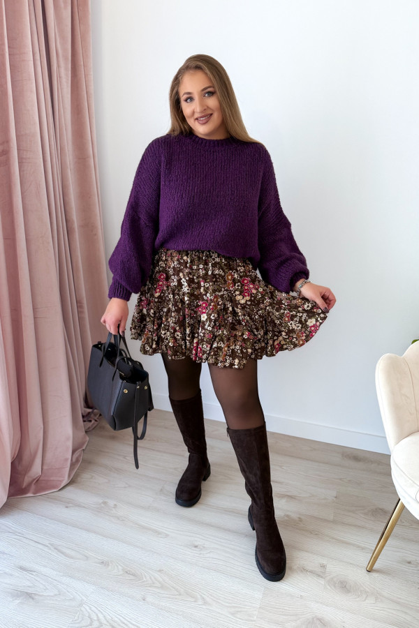 Sweter oversize z wełną i szerokimi rękawami Pippi - śliwka 1