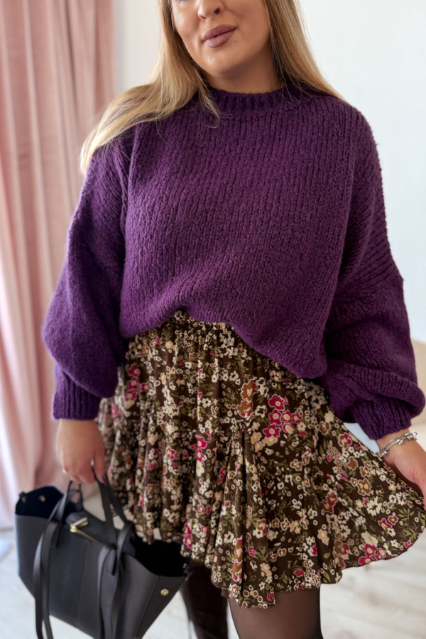 Sweter oversize z wełną i szerokimi rękawami Pippi - śliwka 5