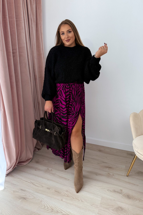 Sweter bukla oversize ze ściągaczem przy rękawie Everly - czarny 5
