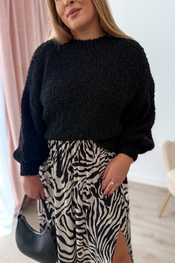 Sweter bukla oversize ze ściągaczem przy rękawie Everly - czarny 9