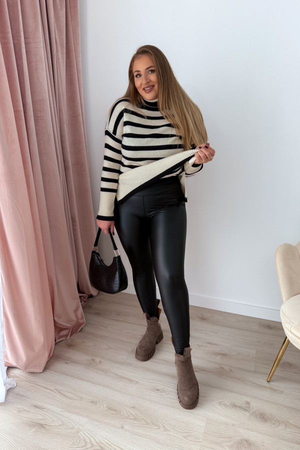 Legginsy czarne ekoskórka Skinny 9