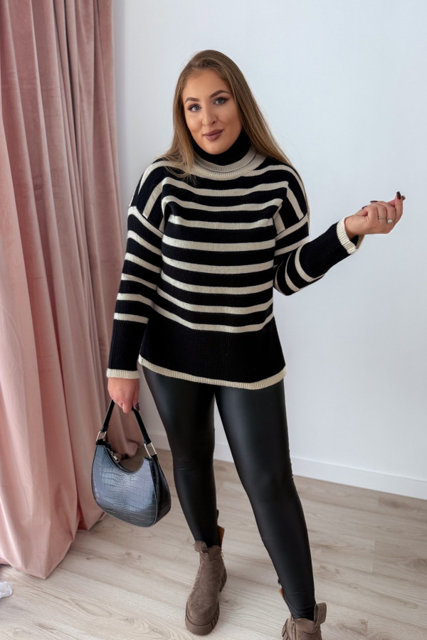 Oversizowy golf w paski Louise - czarny 7