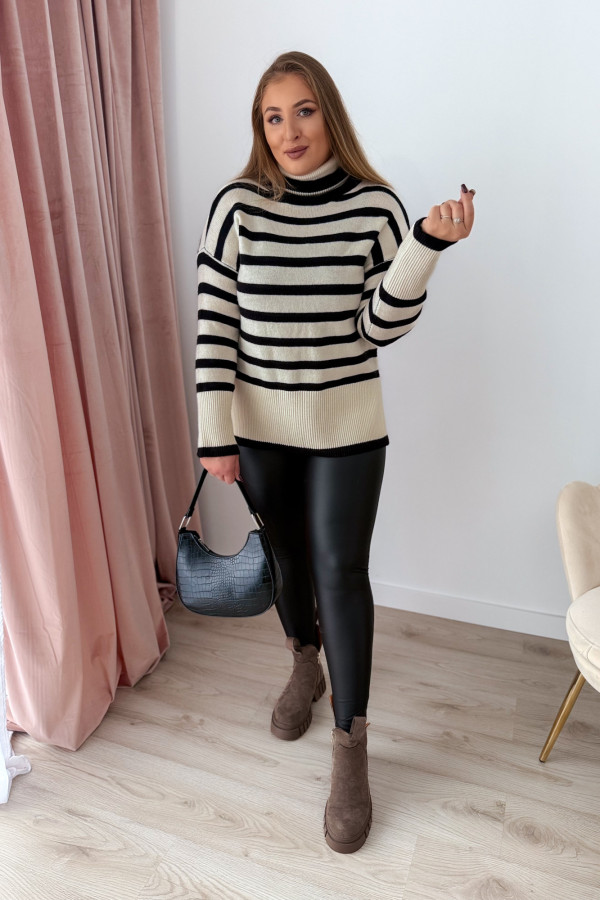 Oversizowy golf w paski Louise - krem 5