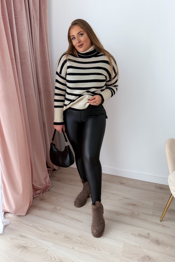 Oversizowy golf w paski Louise - krem 6