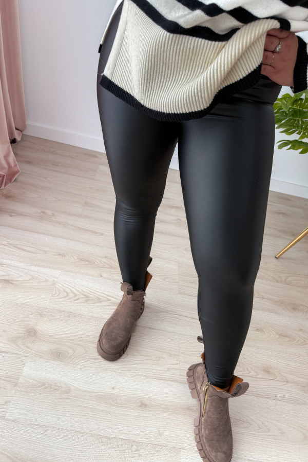Legginsy czarne ekoskórka Skinny 3