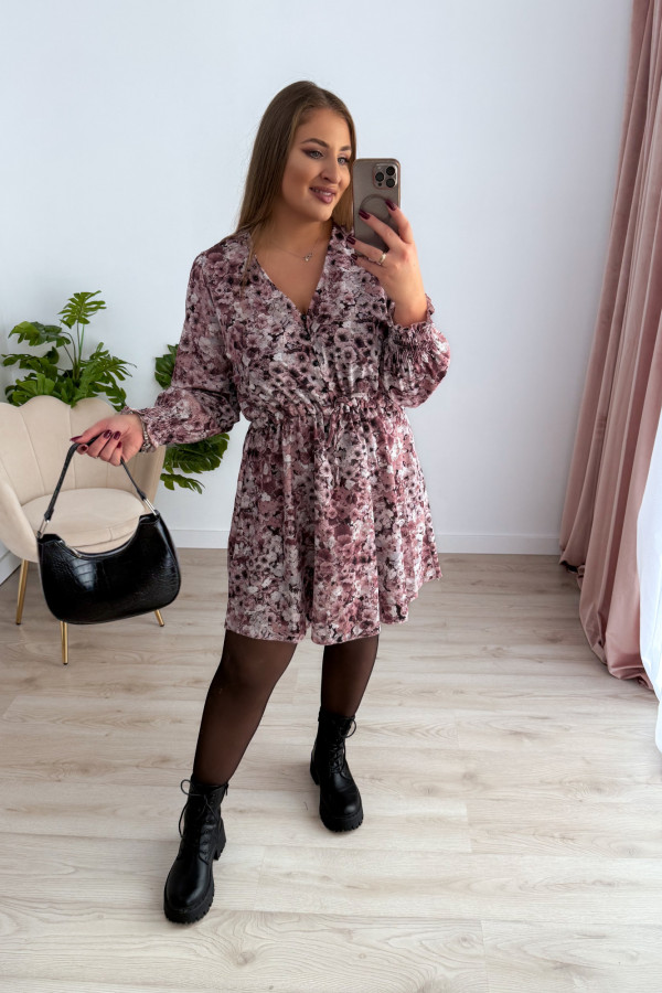 Sukienka krótka plus size kremowa w kwiatki Nola 1
