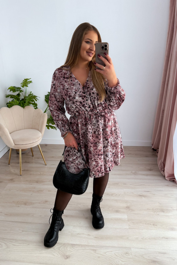 Sukienka krótka plus size kremowa w kwiatki Nola 5