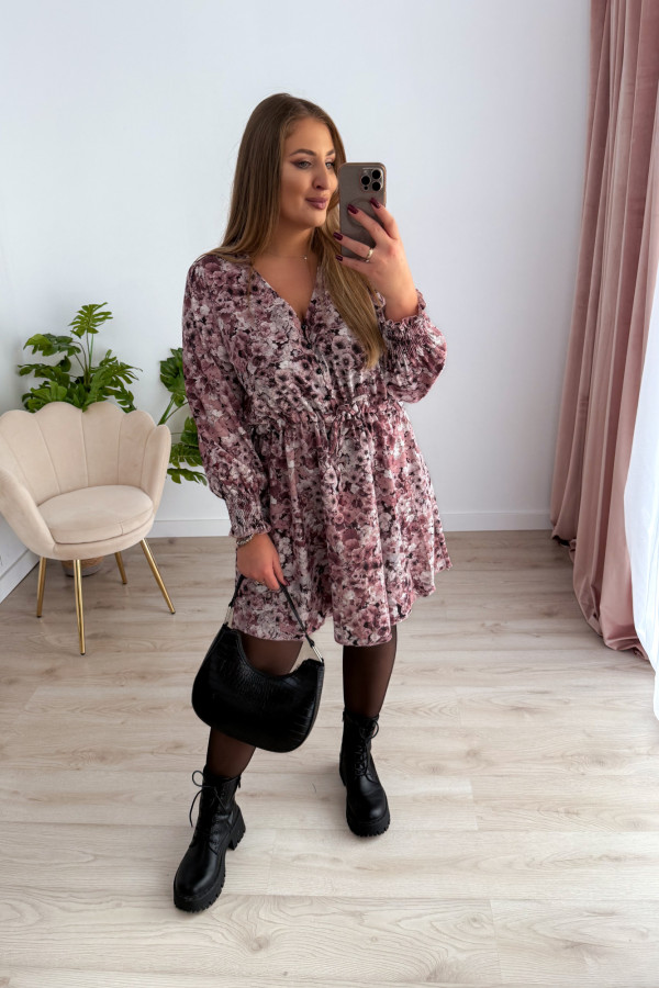 Sukienka krótka plus size kremowa w kwiatki Nola 6