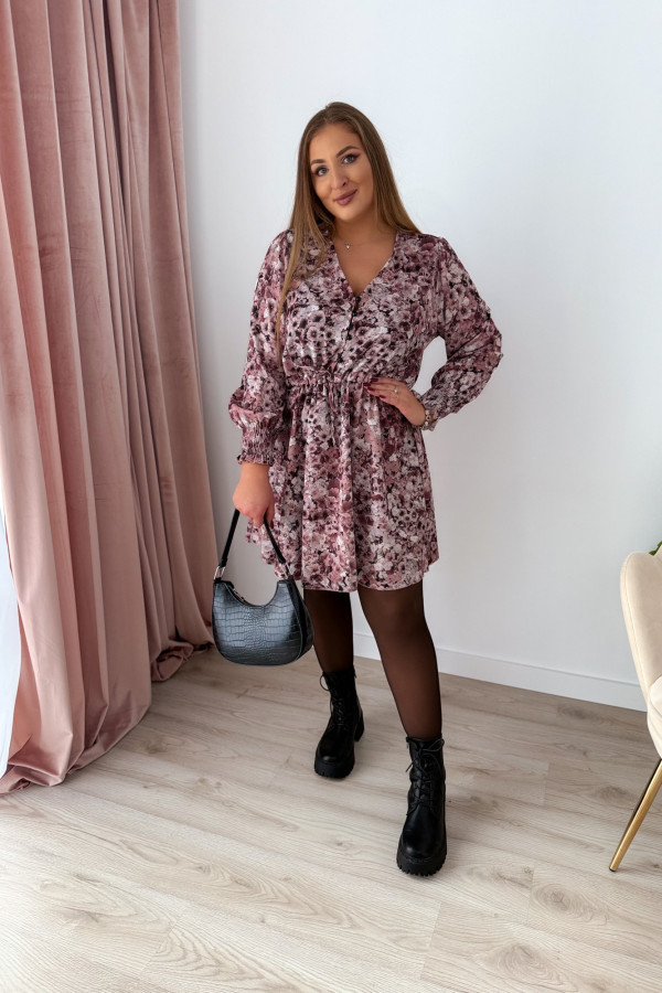 Sukienka krótka plus size kremowa w kwiatki Nola