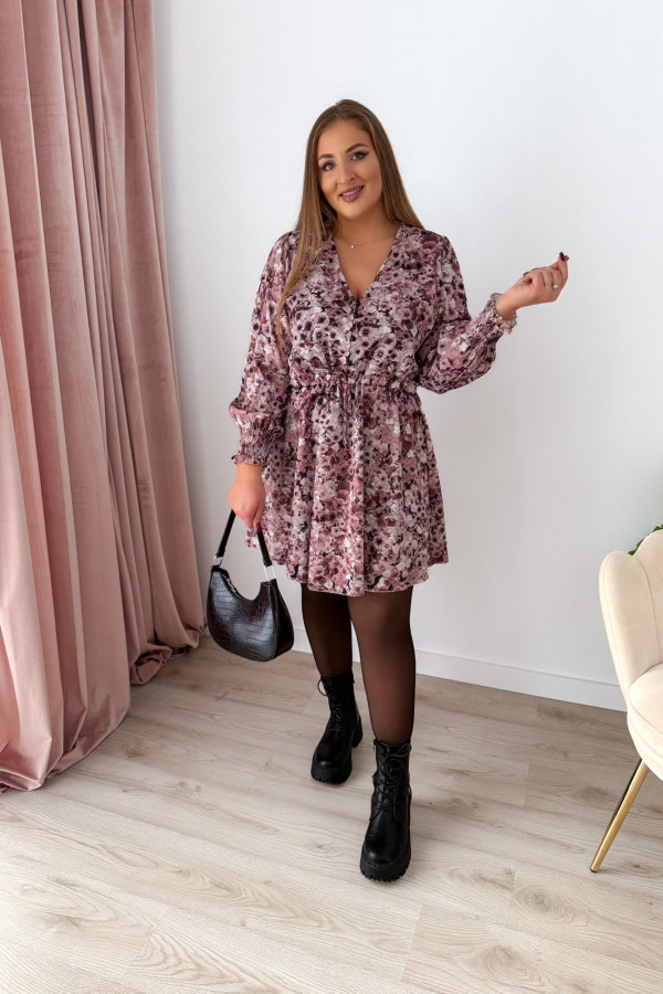 Sukienka krótka plus size kremowa w kwiatki Nola 12