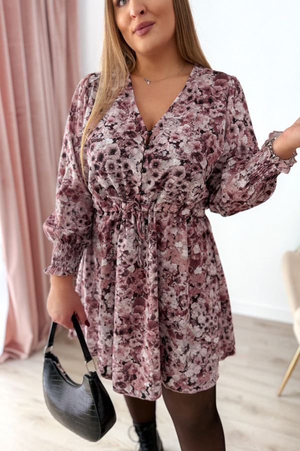 Sukienka krótka plus size kremowa w kwiatki Nola 14