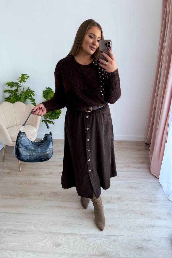 Sweter z wiązaniem na ramieniu Ariande - czekolada 10