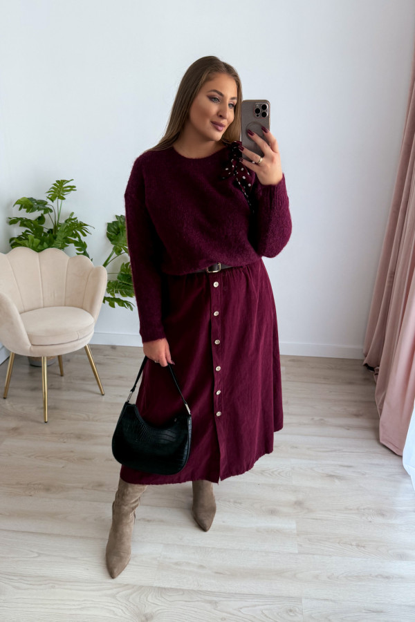 Sweter z wiązaniem na ramieniu Ariande - śliwka 5