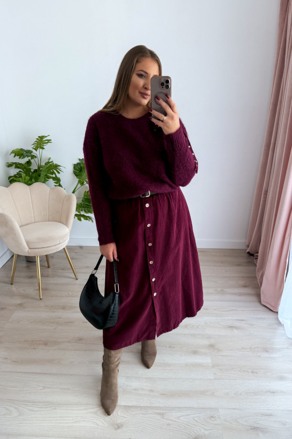 Sweter z wiązaniem na ramieniu Ariande - śliwka 6