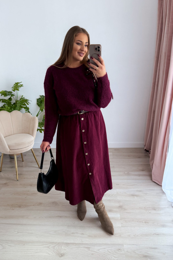 Sweter z wiązaniem na ramieniu Ariande - śliwka 7