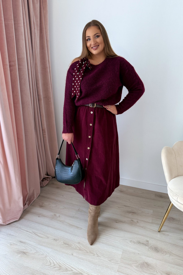 Sweter z wiązaniem na ramieniu Ariande - śliwka 9