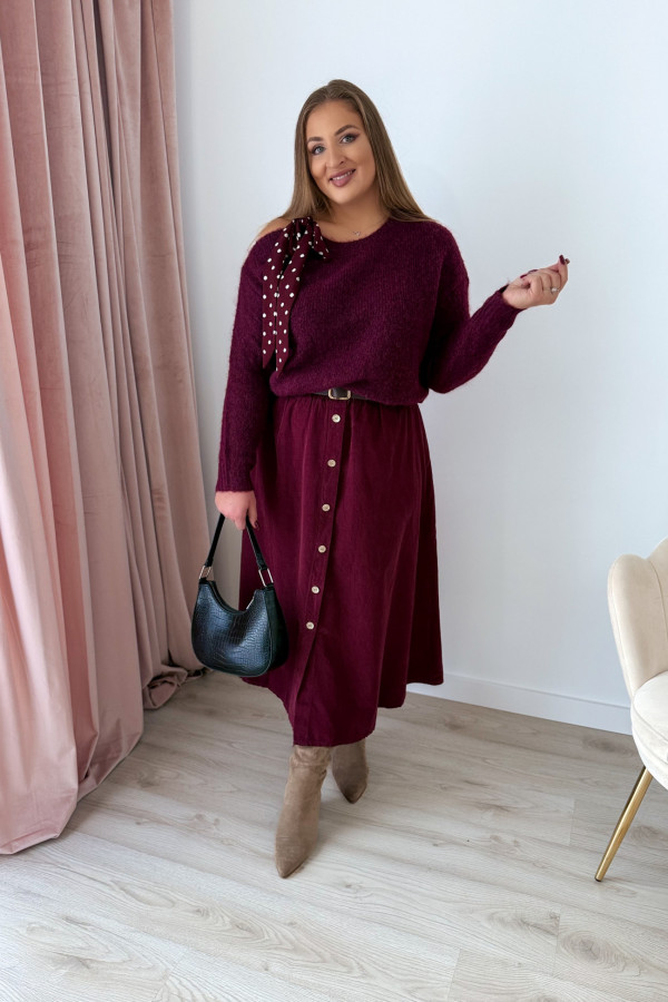 Sweter z wiązaniem na ramieniu Ariande - śliwka 10