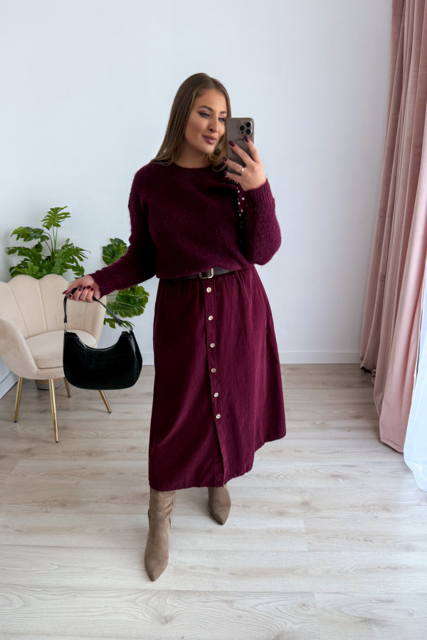 Spódnica midi sztruksowa Magdalena - bordo 4