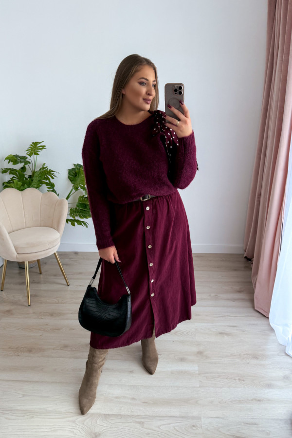 Spódnica midi sztruksowa Magdalena - bordo 5