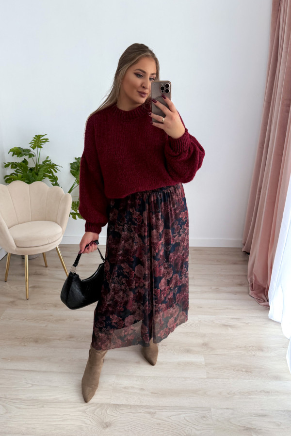 Spódnica maxi siateczkowa czarna w jesienne kwiaty Mariella 5