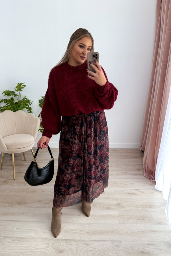 Spódnica maxi siateczkowa czarna w jesienne kwiaty Mariella 8