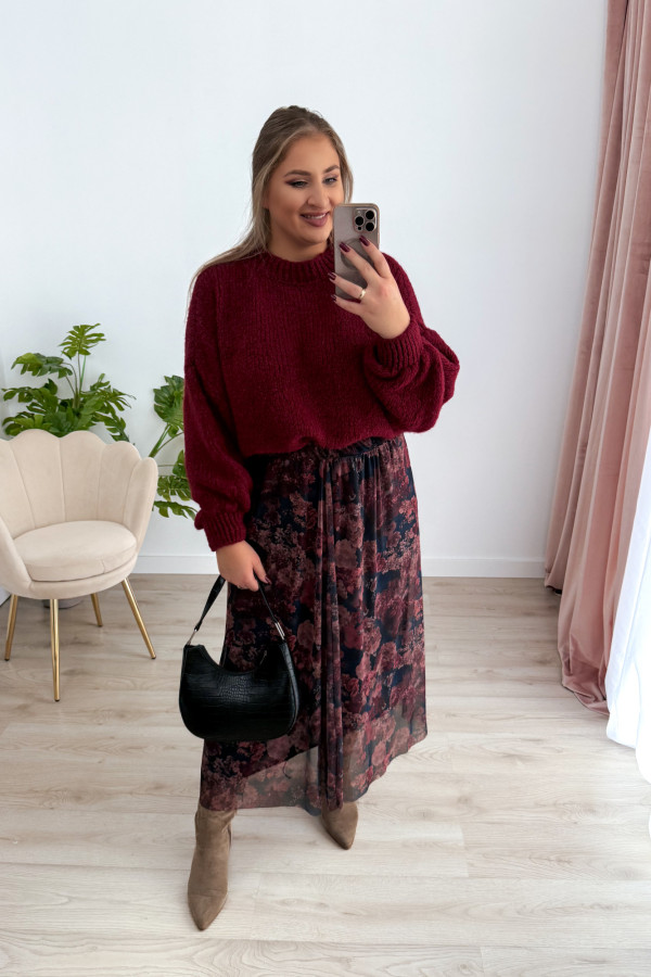 Spódnica maxi siateczkowa czarna w jesienne kwiaty Mariella 9