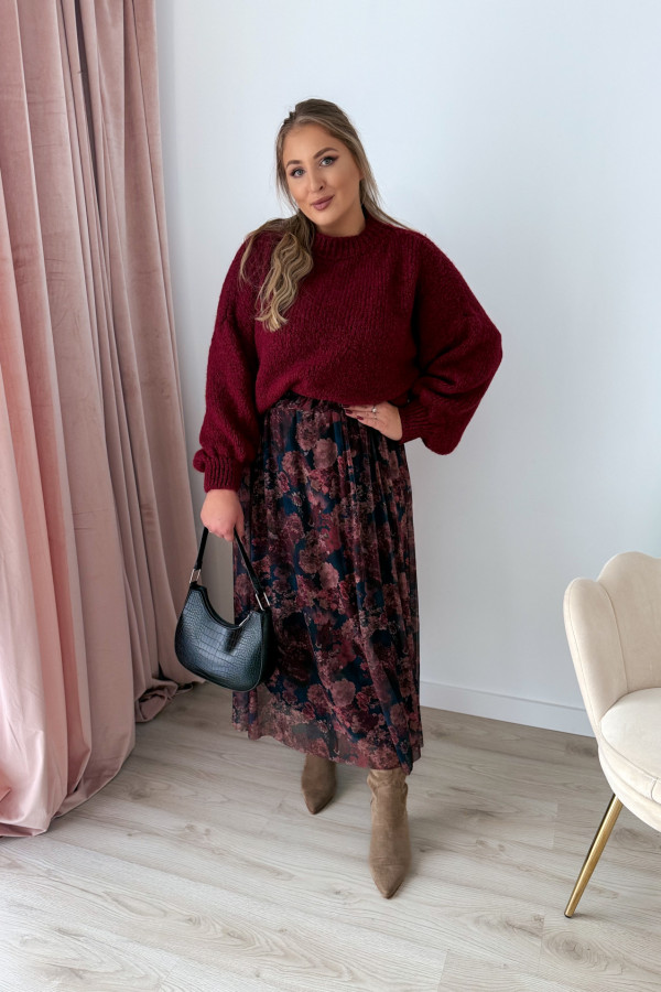 Spódnica maxi siateczkowa czarna w jesienne kwiaty Mariella 10