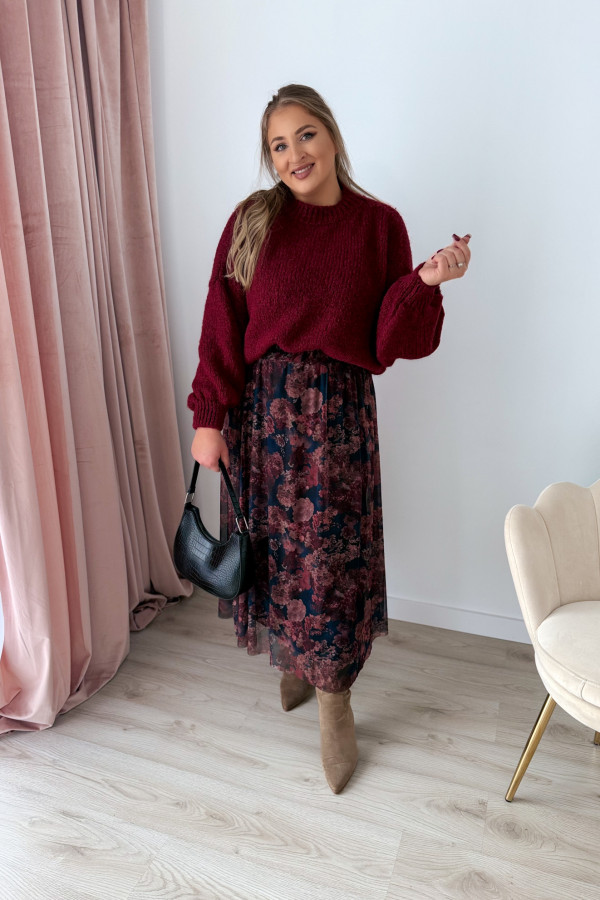 Spódnica maxi siateczkowa czarna w jesienne kwiaty Mariella 11